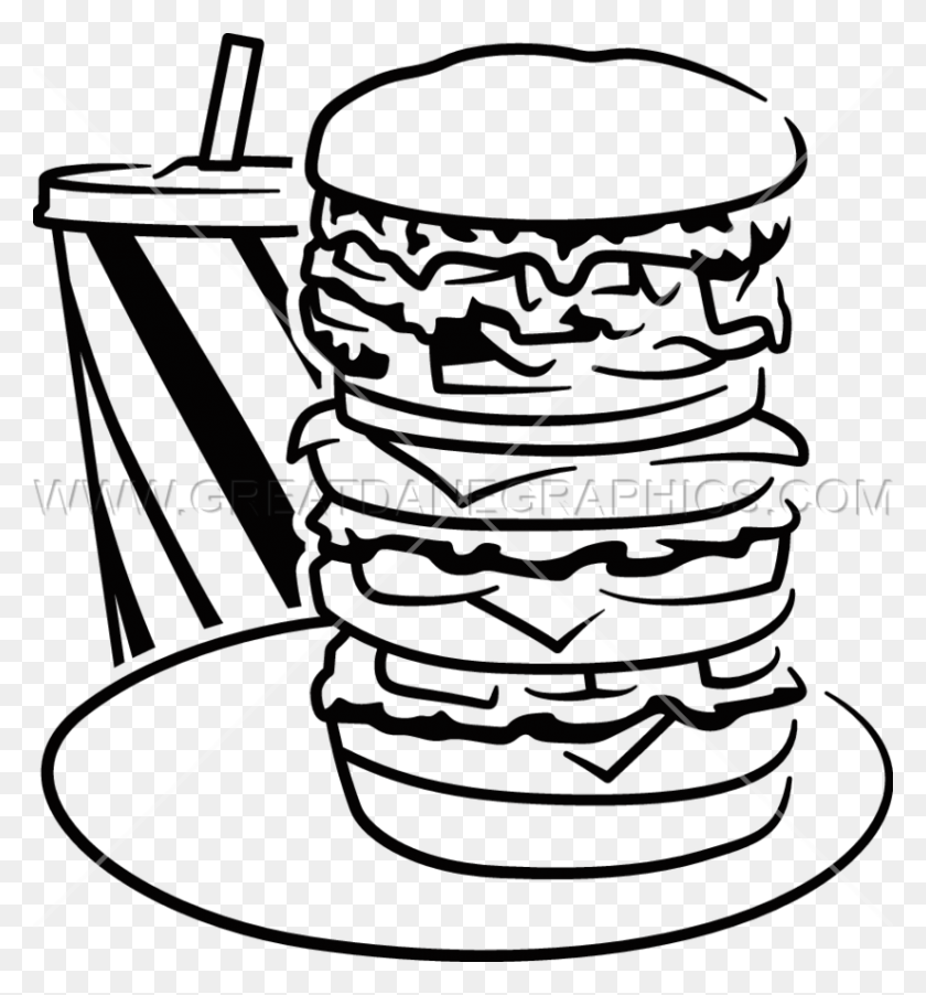 825x891 Obra De Arte Lista Para La Producción De Super Burger Para La Impresión De Camisetas - Clipart De Hamburguesa Patty