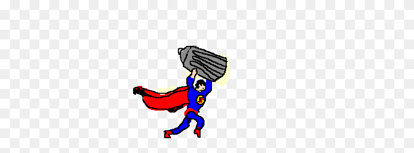300x250 Super Heroes Working In Normal Jobs - Taking Out The Trash Clipart