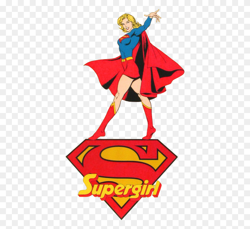 400x710 Supergirl With Logo - Supergirl Logo PNG