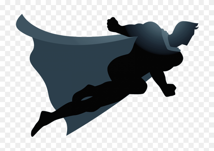 800x546 Superhero Flying - Superhero Silhouette PNG