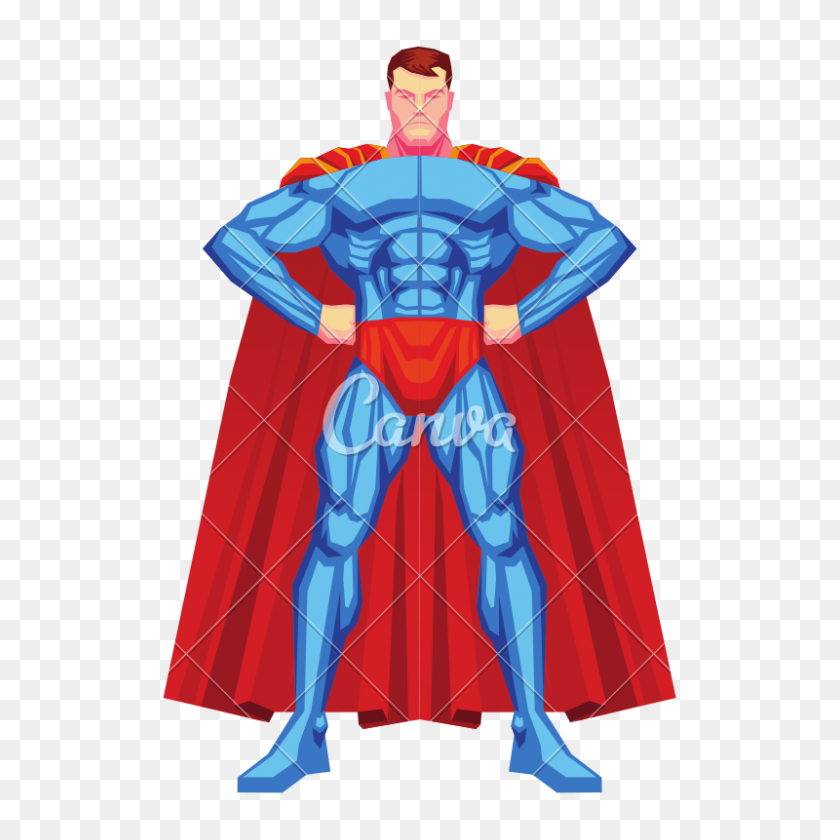 800x800 Superhero Posing Icon - Superman Cape PNG