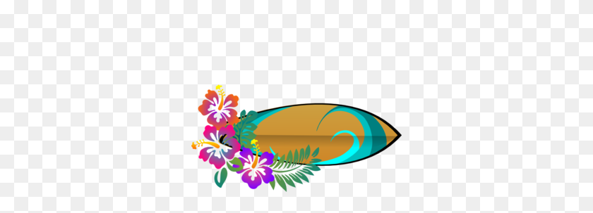 298x243 Surf Board Hibiscus Clip Art - Surfboard Clipart PNG
