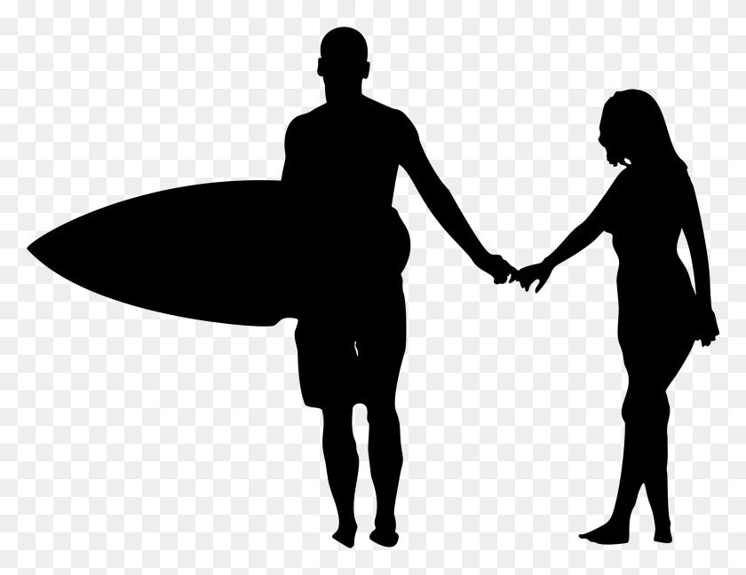 2260x1706 Surfer Couple Silhouette Icons Png - Surfer PNG