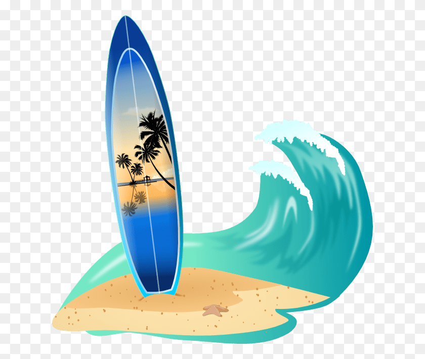 634x650 Surfplank Cartoon - Доска Для Серфинга Клипарт Бесплатно