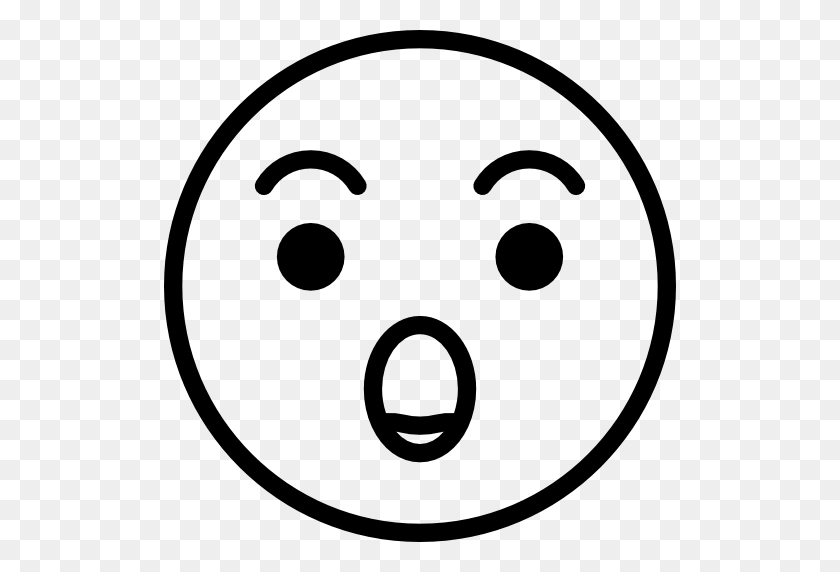 512x512 Surprised, Emoticons, Emoji, Feelings, Smileys Icon - Black And White Emoji Clipart