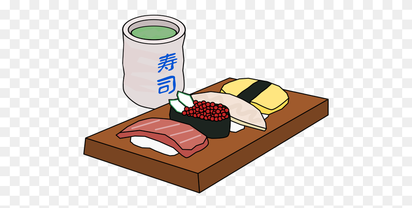 500x365 Sushi And Green Tea - Sushi Roll Clipart