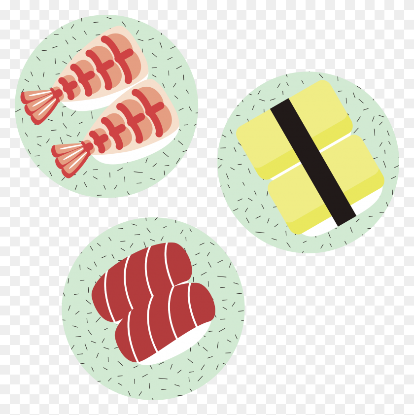 2392x2400 Sushi On Plates Icons Png - Plates PNG