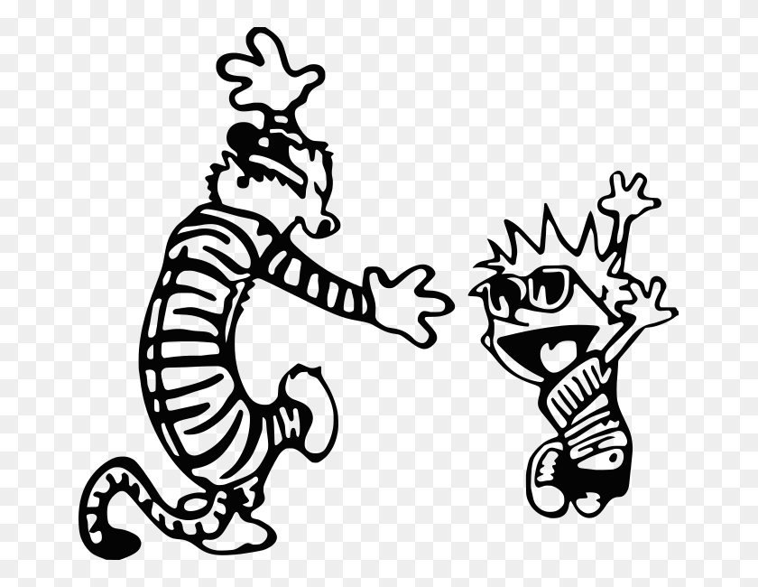 665x590 Svgs For Geeks! Calvin And Hobbes Dancing Final - Calvin And Hobbes PNG