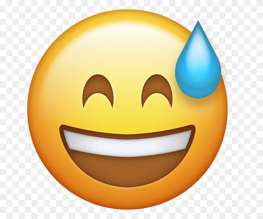666x640 Sweat With Smile Emoji - Emoji Iphone PNG
