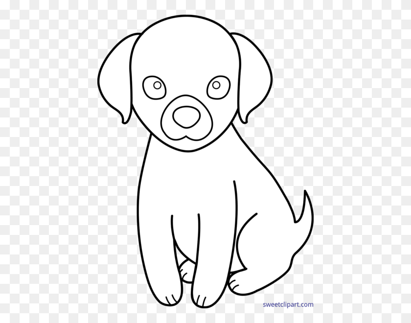 442x600 Sweet Clip Art - Puppy Black And White Clipart