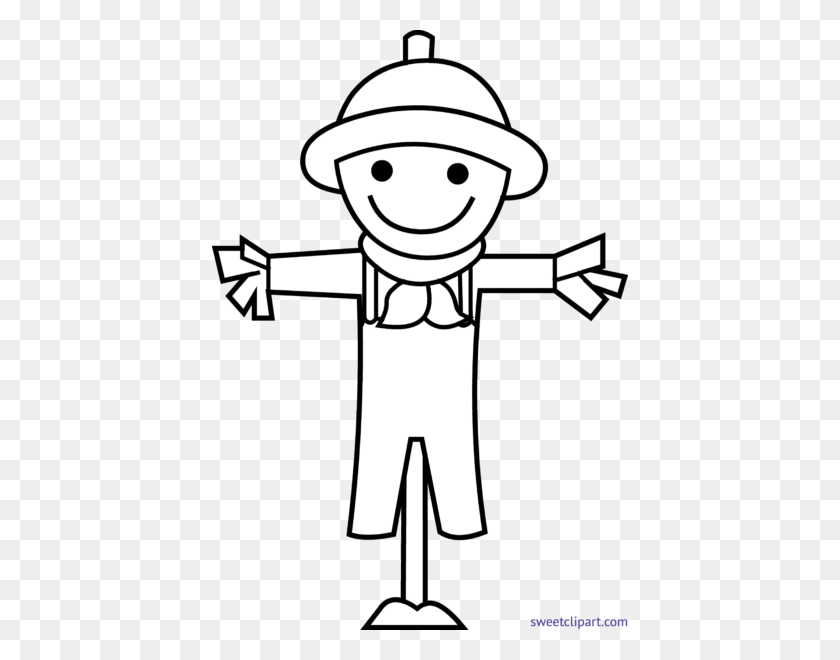416x600 Sweet Clip Art - Scarecrow Black And White Clipart