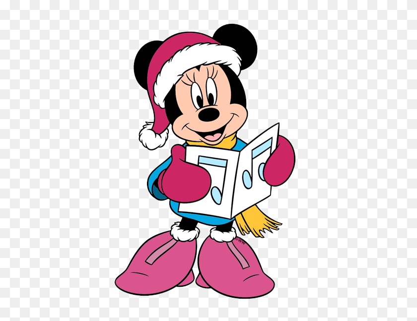 400x587 Sweet Minnie Mouse Singing Christmas Carols My Favorite Minnie - Minnie Head PNG