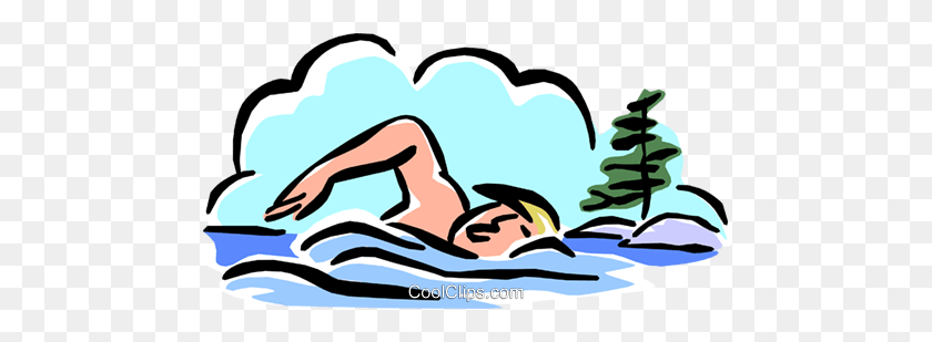 480x249 Swimming In Lake Royalty Free Vector Clip Art Illustration - Physical Education Clipart