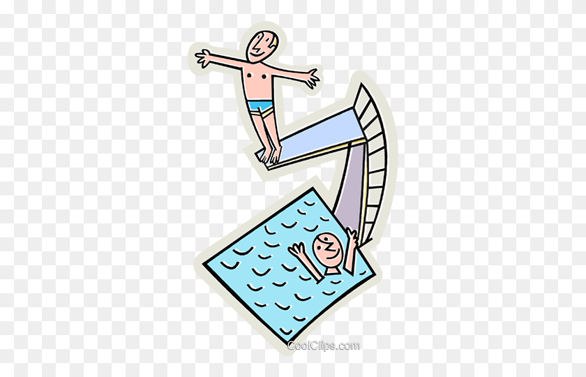 302x480 Swimming Pool With Diving Board Royalty Free Vector Clip Art - Swimming Clipart PNG