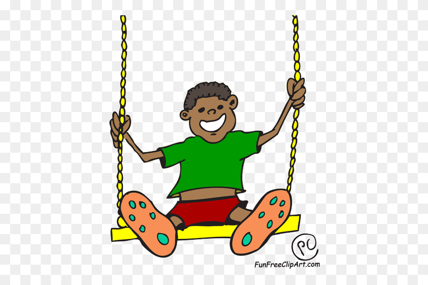 444x500 Swing Clipart Kids Playground - Niños Jugando En El Patio De Juegos