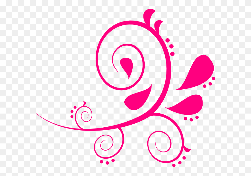 600x529 Swirl Paisley Pink Clip Art - Pink PNG