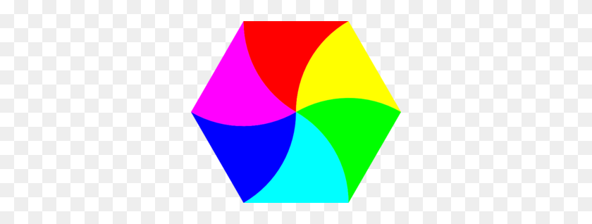 298x258 Swirly Hexagon Color Clip Art - Hexagon Clipart