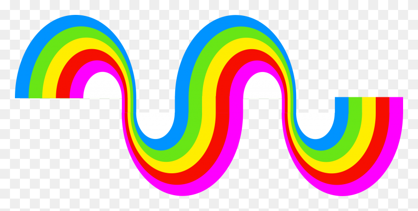 2400x1126 Swirly Rainbow Decoration Icons Png - Радужная Линия В Png