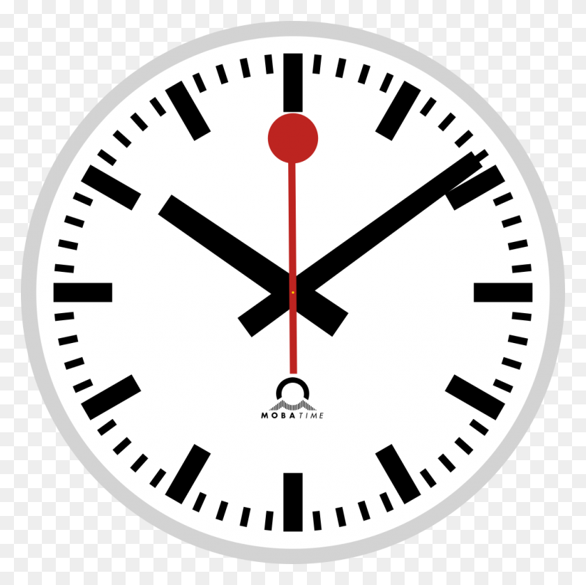 1000x1000 Swiss Railway Clock - Clock PNG