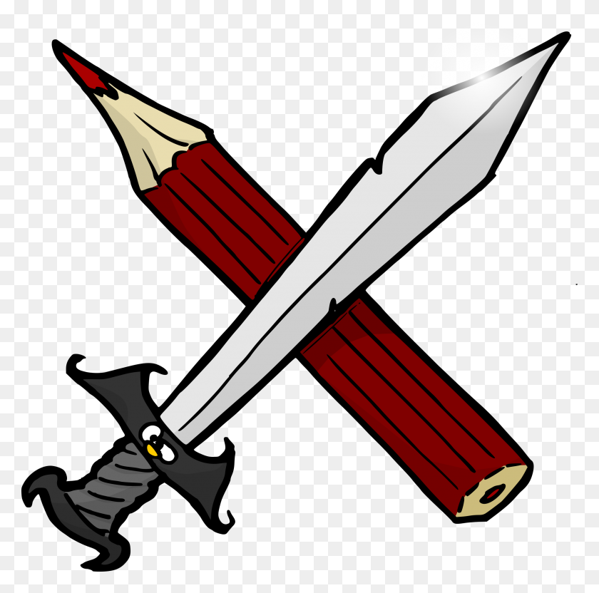 2400x2378 Sword And Pencil - D20 Dice Clipart