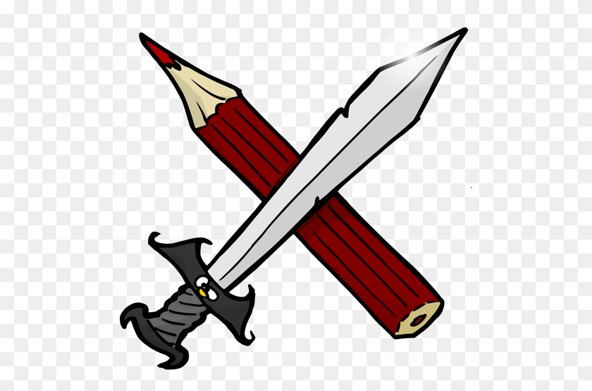 500x495 Sword And Pencil Vector Drawing - Samurai Sword Clipart