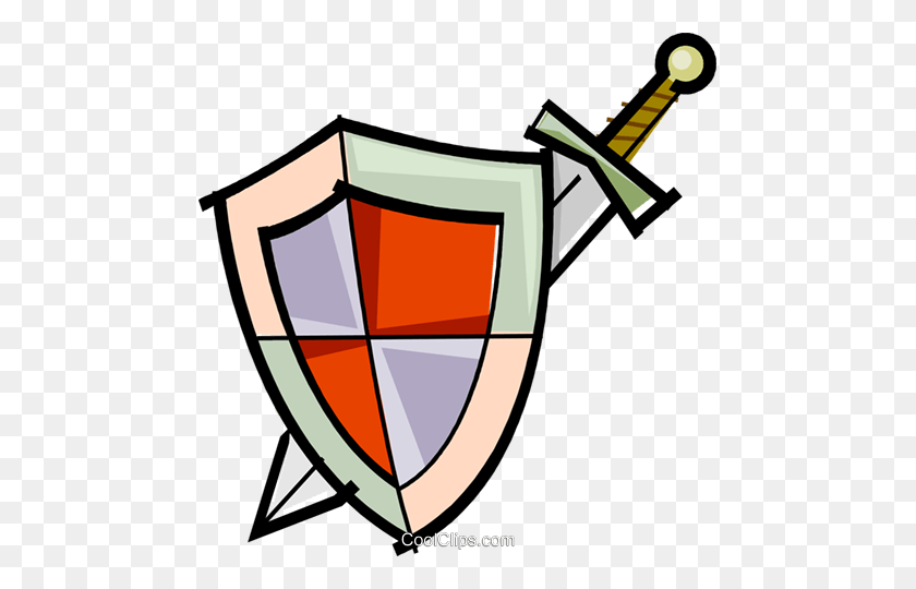 475x480 Sword And Shield Royalty Free Vector Clip Art Illustration - Shield Clipart