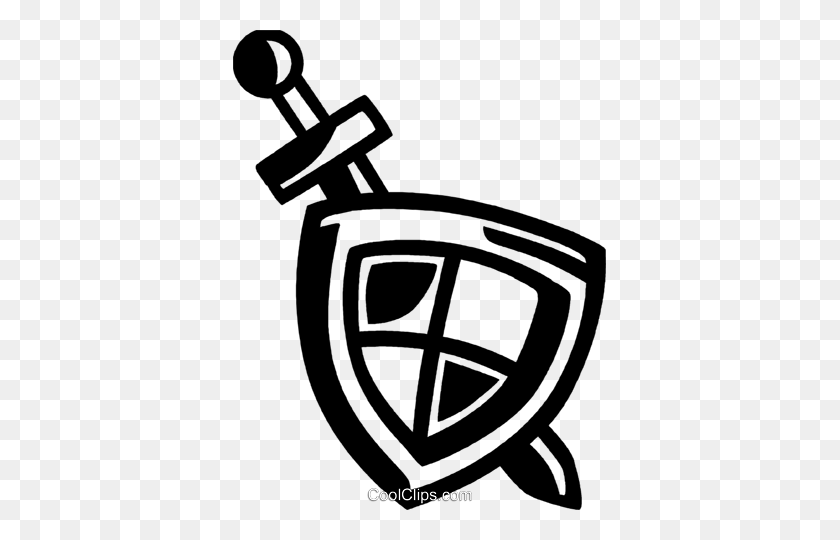 373x480 Sword And Shield Royalty Free Vector Clip Art Illustration - Shield Clipart Free