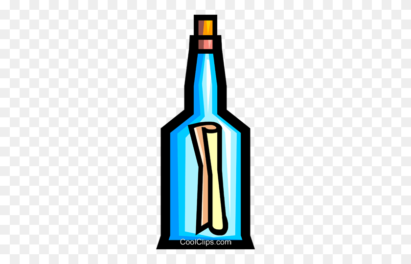 202x480 Símbolo De Un Mensaje En Una Botella Imágenes Prediseñadas De Vector Libre De Regalías - Imágenes Prediseñadas De Botella