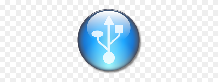 256x256 Значок Символ Usb Круг Голубой - Световой Круг Png