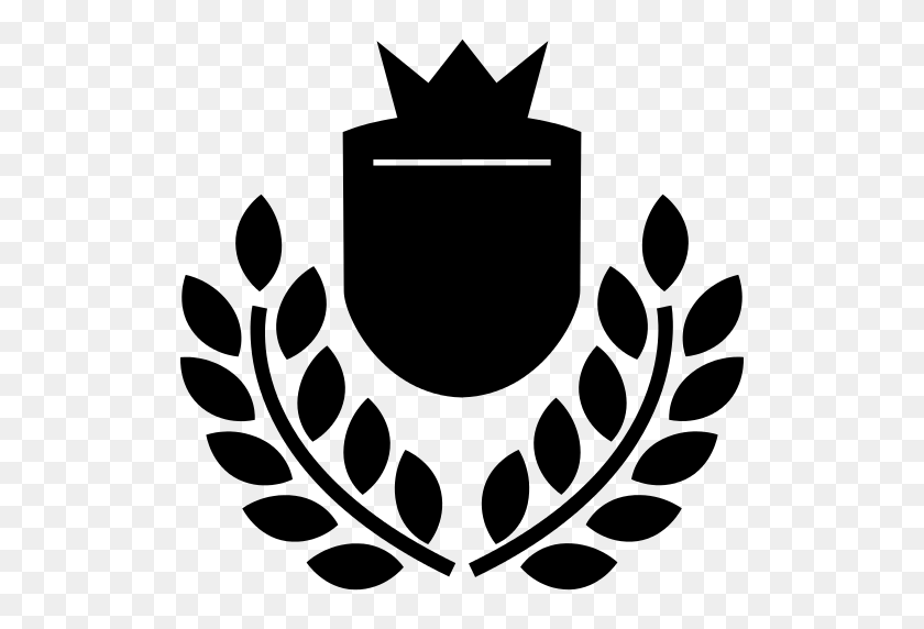 512x512 Символический Щит С Короной И Оливковыми Ветвями Значок Png - Филиалы Png