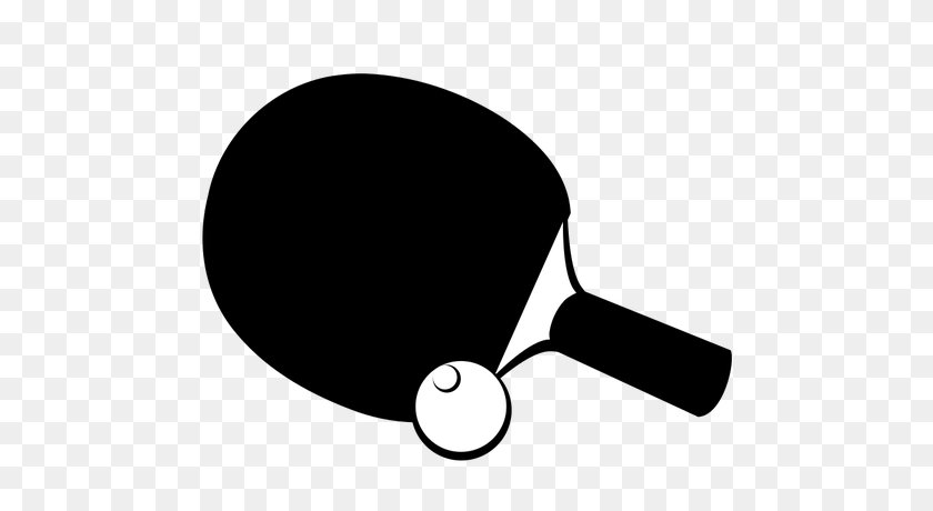 500x400 Table Tennis In Black And White - Tennis Racket And Ball Clipart