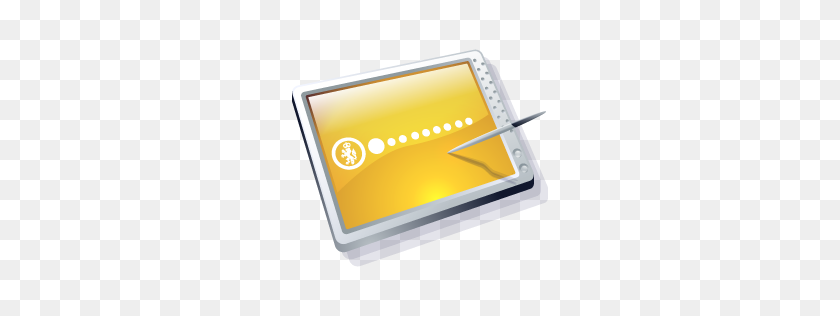 256x256 Tablet Gold Icon - Gold Line PNG