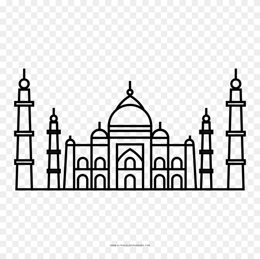 1000x1000 Taj Mahal Coloring - Taj Mahal Clipart