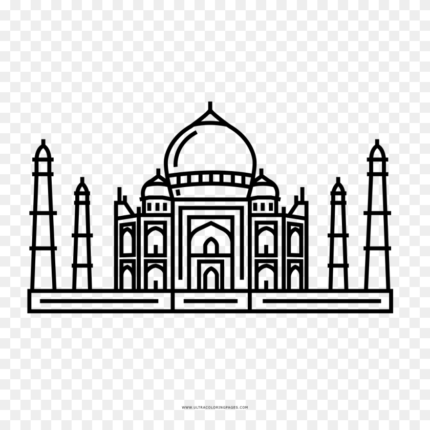 1000x1000 Taj Mahal Página Para Colorear - Taj Mahal Png