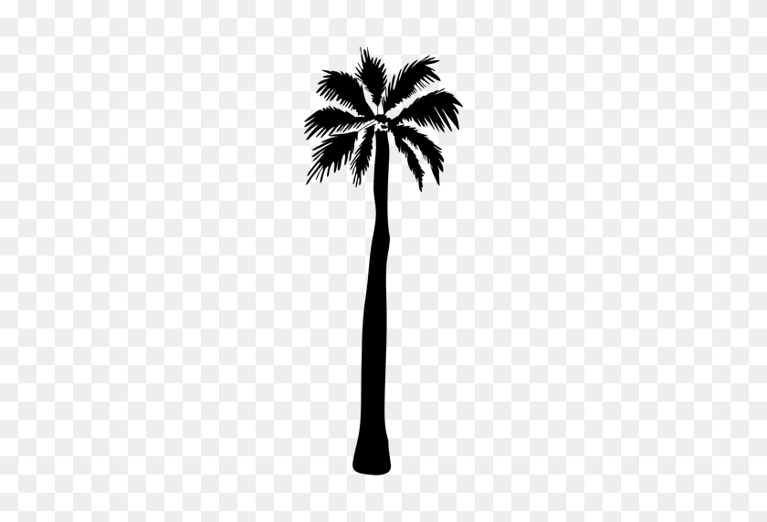 512x512 Tall Palm Tree Silhouette Illustration - Palm Tree Silhouette PNG