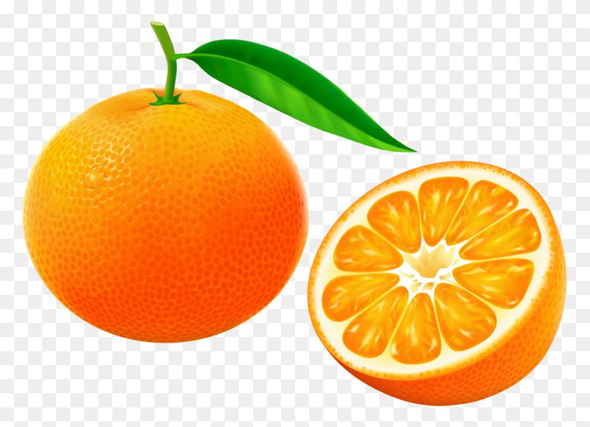 2560x1799 Tangerine Fruit With Half And Flower On White Background - Tangerine Clipart