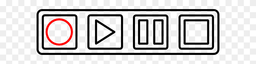 600x151 Tape Deck Control Buttons Outline Clip Art Free Vector - Tape Clipart