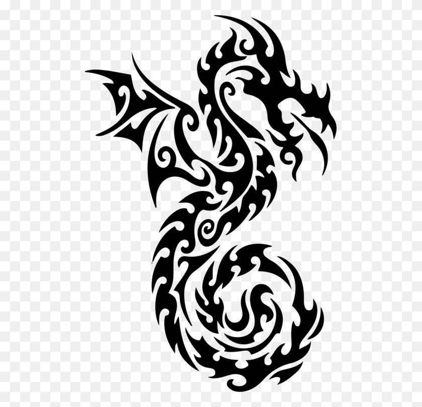 501x750 Тату Китайский Дракон Японский Рисунок Дракона - Китайский Дракон Клипарт Черно-Белый