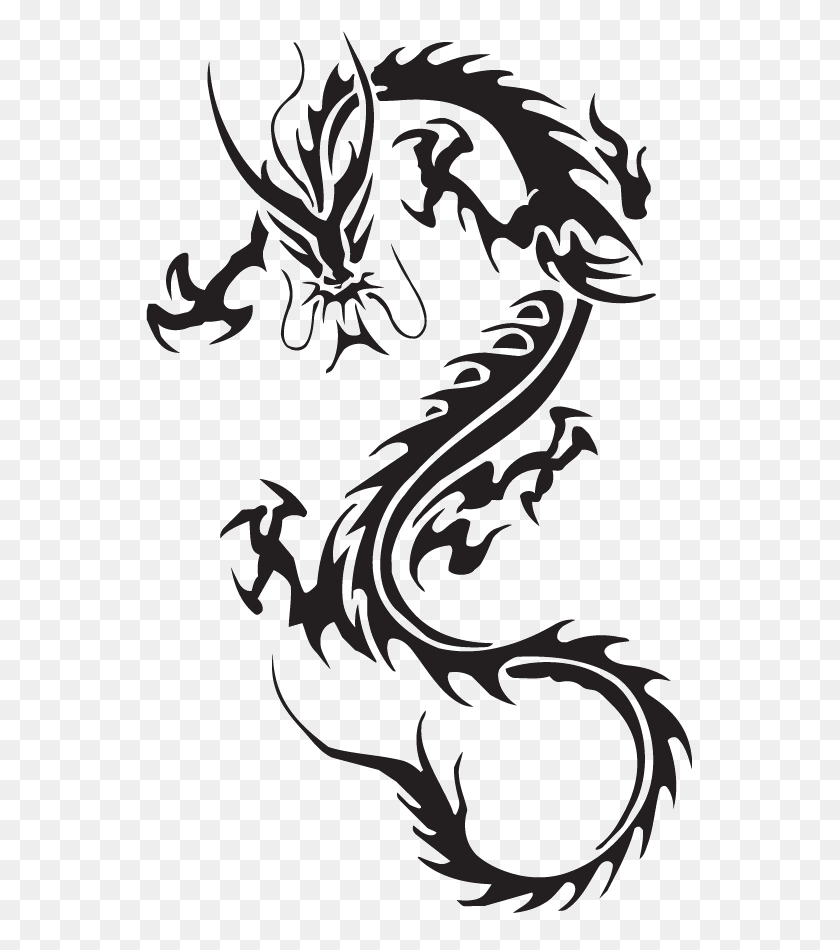 550x890 Тату Дракон, Татуировки, Китайский Дракон - Черный Дракон Png