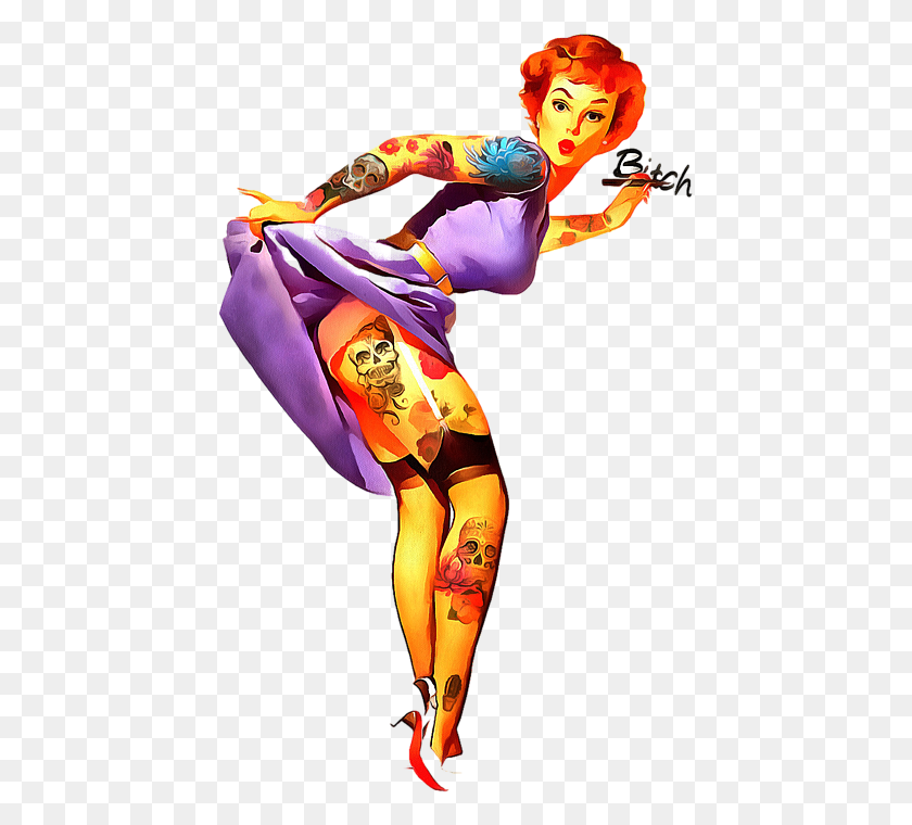 437x700 Tattoo Pin Up Girl Tote Bag For Sale - Pin Up Girl PNG