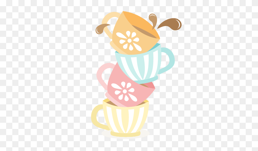 432x432 Tea Cups Stacked Cutting For Scrapbooking Cute - Scrapbook Clipart Free