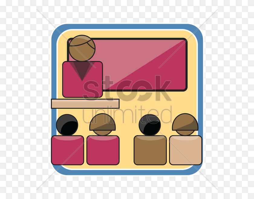 600x600 Teacher And Students In Classroom Vector Image - Teacher Working With Students Clipart