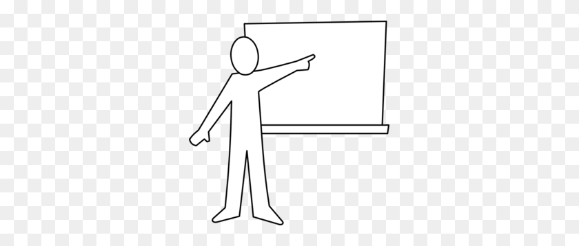 291x298 Teacher Pointing At Board Outline Clip Art - Teacher Clipart PNG