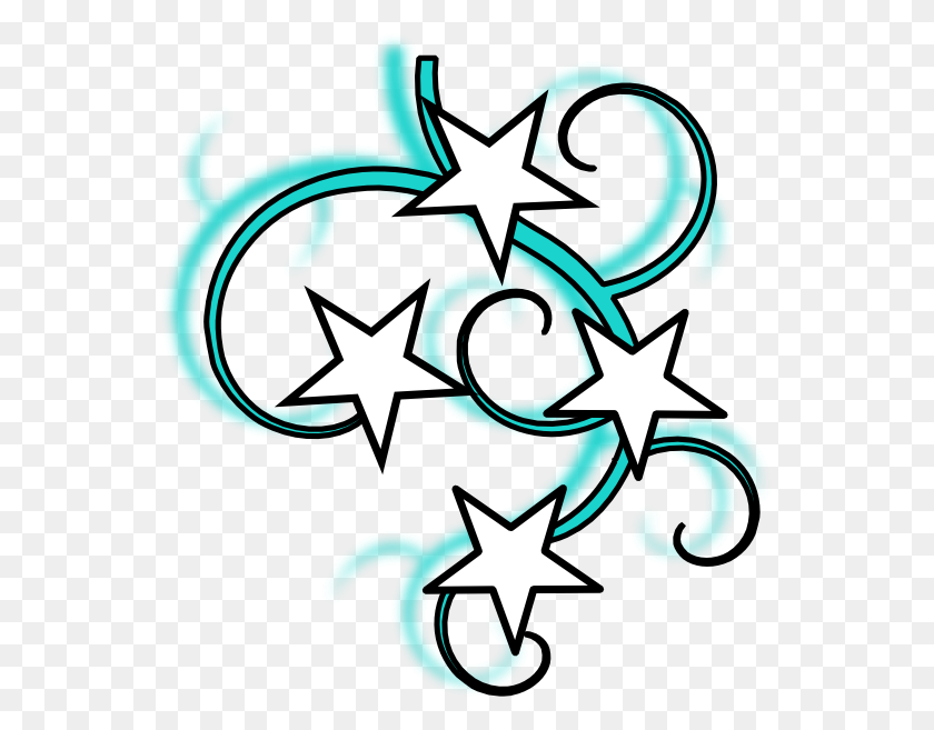 552x597 Teal And White Tattoo With Stars Black Outline Clip Art - Tribal Clipart Black And White