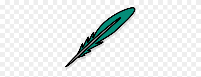 298x264 Teal Feather Clip Art - Quill Clipart