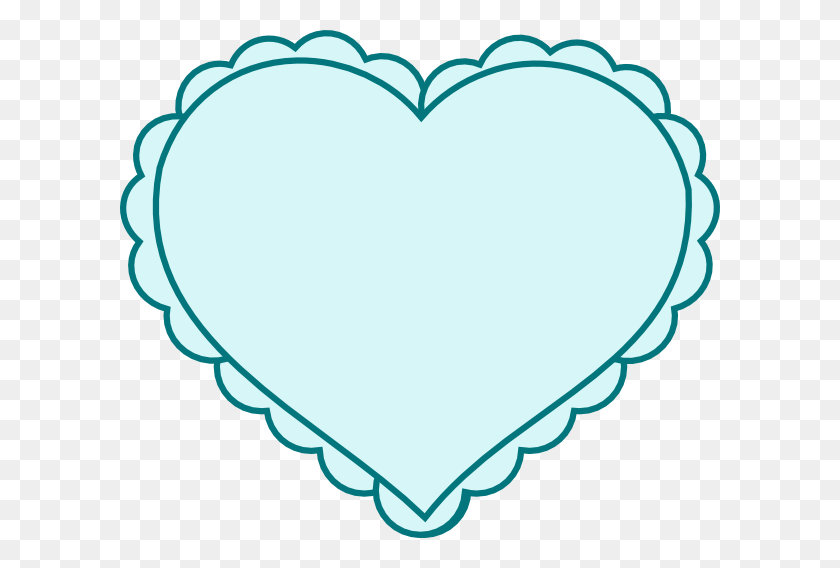 600x508 Бирюзовое Сердце С Кружевным Контуром Картинки - Кружевное Сердце Клипарт