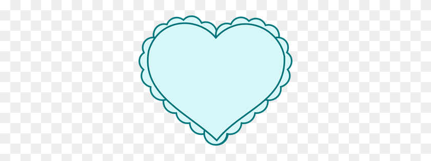 300x254 Teal Heart With Lace Outline Png, Clip Art For Web - Free Lace Clipart