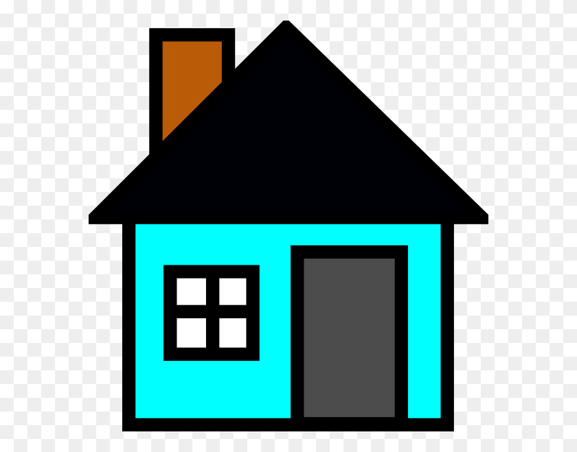 582x599 Teal House Clip Art - Small House Clipart