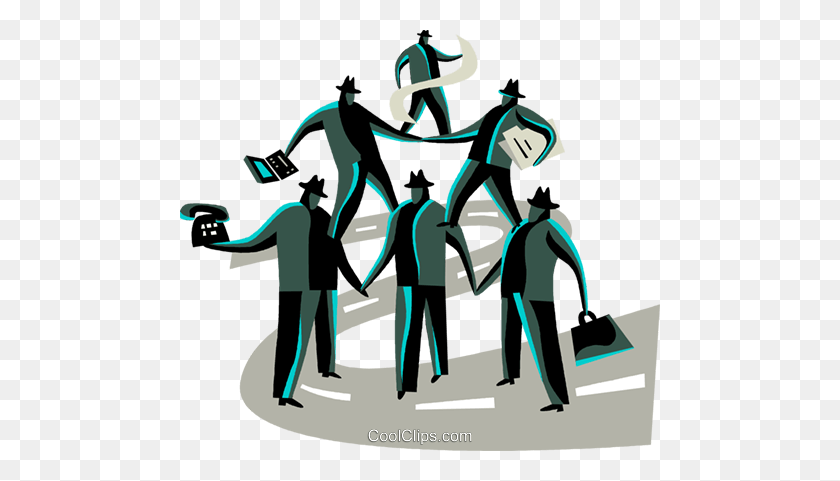 480x421 Teamwork And Cooperation Royalty Free Vector Clip Art Illustration - Teamwork Clipart