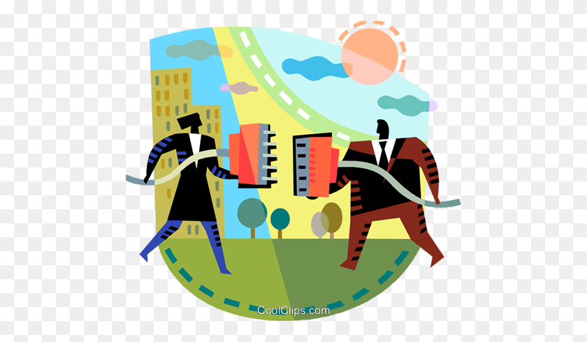 480x430 Teamwork And Cooperation Royalty Free Vector Clip Art Illustration - Cooperate Clipart